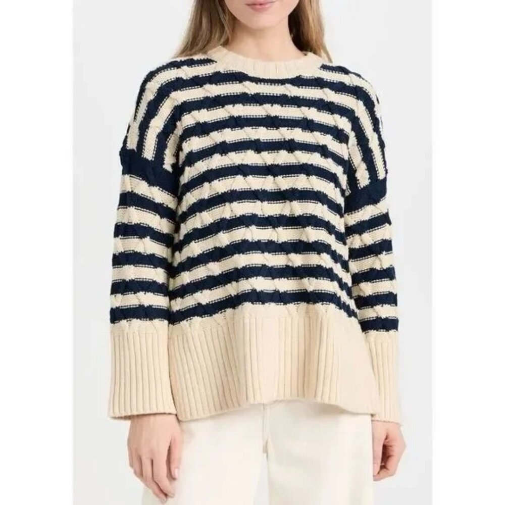 Madewell Cable Knit Striped Sweater